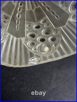 Ancien globe tulipe lampe a poser verre moulé pressé art deco GEORGES LELEU 1930