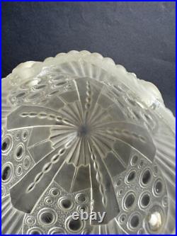 Ancien globe tulipe lampe a poser verre moulé pressé art deco GEORGES LELEU 1930