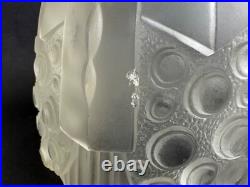 Ancien globe tulipe lampe a poser verre moulé pressé art deco GEORGES LELEU 1930