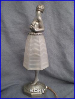 Ancien lampe art deco sculpture femme nue antique statue lamp nude woman figural