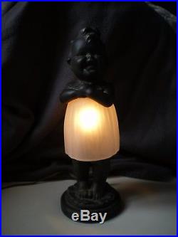 Ancien lampe veilleuse art deco SOLAZZINNI sculpture enfant antique lamp figural