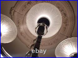 Ancien lustre lampe art déco 1930 1950 boule en verre ADNET design moderniste