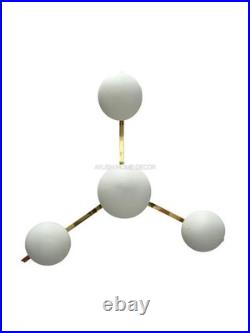 Ancien lustre suspension laiton plafond plafonnier vintage art déco lampe lait