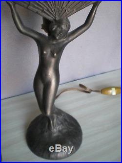 Ancien paire de lampe statue femme nue art deco antique lamp figurine nude woman