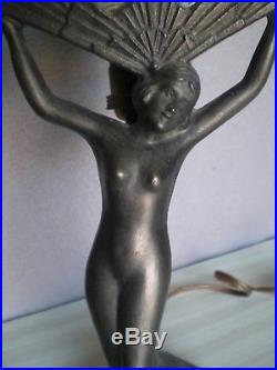 Ancien paire de lampe statue femme nue art deco antique lamp figurine nude woman