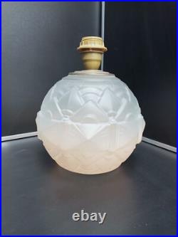Ancien pied de lampe globe art déco 1930 verre dépoli givré