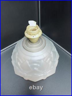 Ancien pied de lampe globe art déco 1930 verre dépoli givré