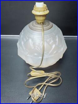 Ancien pied de lampe globe art déco 1930 verre dépoli givré