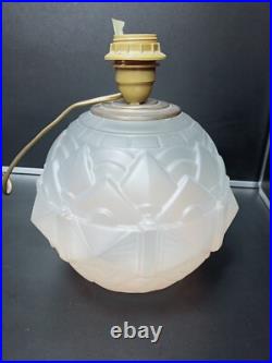 Ancien pied de lampe globe art déco 1930 verre dépoli givré
