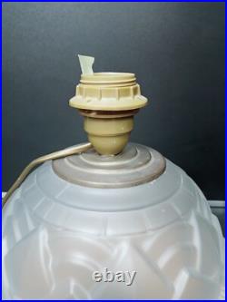 Ancien pied de lampe globe art déco 1930 verre dépoli givré