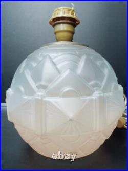 Ancien pied de lampe globe art déco 1930 verre dépoli givré