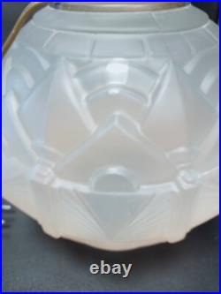 Ancien pied de lampe globe art déco 1930 verre dépoli givré