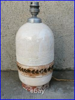 Ancien pied lampe céramique art déco Primavera Besnard Craquelé coulures