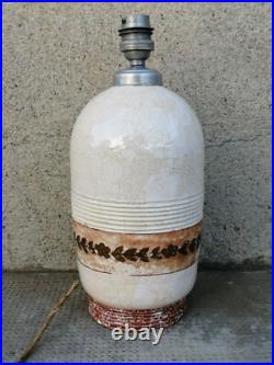 Ancien pied lampe céramique art déco Primavera Besnard Craquelé coulures