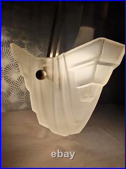 Ancien plafonnier art déco vasque en verre DEGUE (lampe lustre applique murale)
