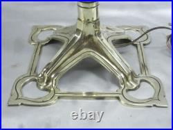 Ancienne Grande Lampe Bureau Bronze Dôme Verre Tres Epais Art Déco Nouveau