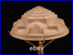 Ancienne Grande Lampe Bureau Bronze Dôme Verre Tres Epais Art Déco Nouveau