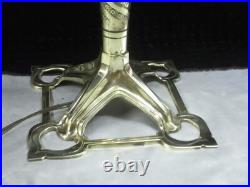 Ancienne Grande Lampe Bureau Bronze Dôme Verre Tres Epais Art Déco Nouveau