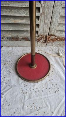 Ancienne Grande Lampe Mazda Opaline Blanche Pied Fer Art Deco