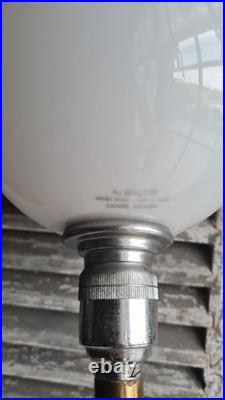 Ancienne Grande Lampe Mazda Opaline Blanche Pied Fer Art Deco