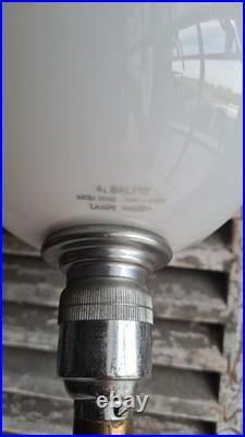 Ancienne Grande Lampe Mazda Opaline Blanche Pied Fer Art Deco