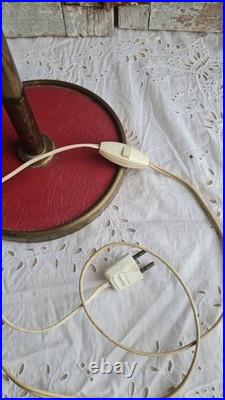 Ancienne Grande Lampe Mazda Opaline Blanche Pied Fer Art Deco