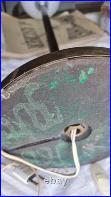 Ancienne Grande Lampe Mazda Opaline Blanche Pied Fer Art Deco