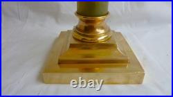 Ancienne Grande Lampe à Pétrole Réservoir Baccarat vert colonne corinthienne