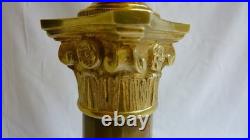 Ancienne Grande Lampe à Pétrole Réservoir Baccarat vert colonne corinthienne