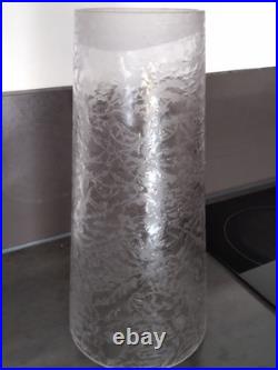 Ancienne Grande Tulipe De Lampe Ou Lustre Art Déco Verre Gravé A L'acide