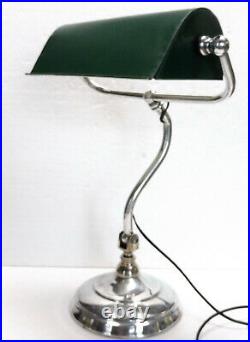 Ancienne LAMPE DE BUREAU orientable abat-jour tôle art-déco restaurée