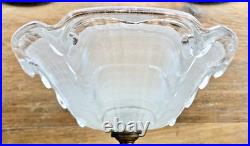 Ancienne Lampe Art Deco 1930 Fer Forge Feuilles Vasque Coquillages Signee Ezan