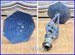 Ancienne Lampe Art Deco 1930 Fer Forge Feuilles Vasque Coquillages Signee Ezan