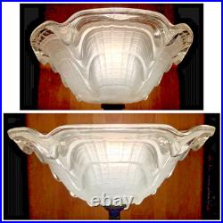 Ancienne Lampe Art Deco 1930 Fer Forge Feuilles Vasque Coquillages Signee Ezan