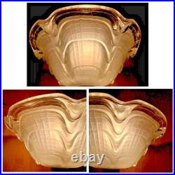 Ancienne Lampe Art Deco 1930 Fer Forge Feuilles Vasque Coquillages Signee Ezan