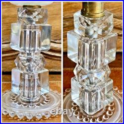 Ancienne Lampe Art Deco 1930 Moderniste Jacques Adnet Cubes De Verre Vasque Ezan