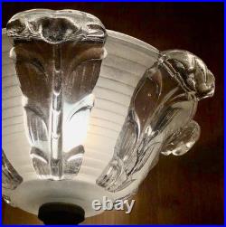 Ancienne Lampe Art Deco 1930 Moderniste Jacques Adnet Cubes De Verre Vasque Ezan