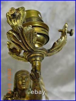 Ancienne Lampe Bronze Nubien Art Deco Bougeoir Candlestick Lamp
