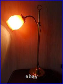 Ancienne Lampe Bureau Salon Bronze/laiton Art Nouveau/deco Tulipe Pate De Verre