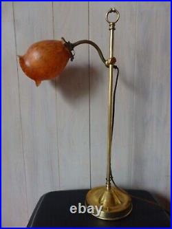 Ancienne Lampe Bureau Salon Bronze/laiton Art Nouveau/deco Tulipe Pate De Verre