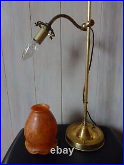 Ancienne Lampe Bureau Salon Bronze/laiton Art Nouveau/deco Tulipe Pate De Verre