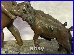 Ancienne Lampe Chérubin avec 2 chèvres Art Déco Régule sur base en marbre