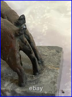 Ancienne Lampe Chérubin avec 2 chèvres Art Déco Régule sur base en marbre