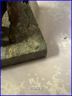 Ancienne Lampe Chérubin avec 2 chèvres Art Déco Régule sur base en marbre