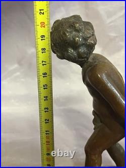 Ancienne Lampe Chérubin avec 2 chèvres Art Déco Régule sur base en marbre