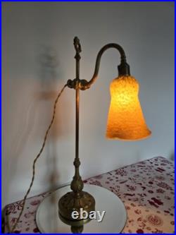 Ancienne Lampe De Bureau En Bronze Signé Delatte Nancy