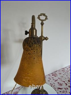 Ancienne Lampe De Bureau En Bronze Signé Delatte Nancy