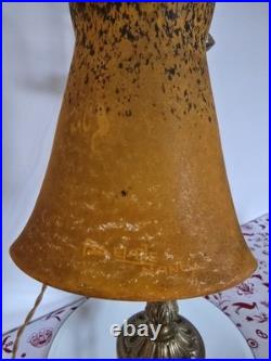 Ancienne Lampe De Bureau En Bronze Signé Delatte Nancy