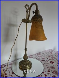 Ancienne Lampe De Bureau En Bronze Signé Delatte Nancy