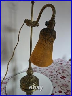 Ancienne Lampe De Bureau En Bronze Signé Delatte Nancy